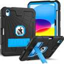 Sibeitu Case for iPad 11th (A16) 2025/ 10th Generation 10.9 Inch 2022, Rugged Shockproof iPad 10 Case with Pencil Holder & Built-in Stand, Hard 11th Gen iPad 11 inch Cover for Kids Boys, Black+Blue