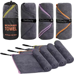 Dofilachy 4 Pack Camping Towel - Camping Towels Quick Dry Towel Microfiber Travel Sports Towel for Camp Bath Beach Swim, Large 24” x 47”