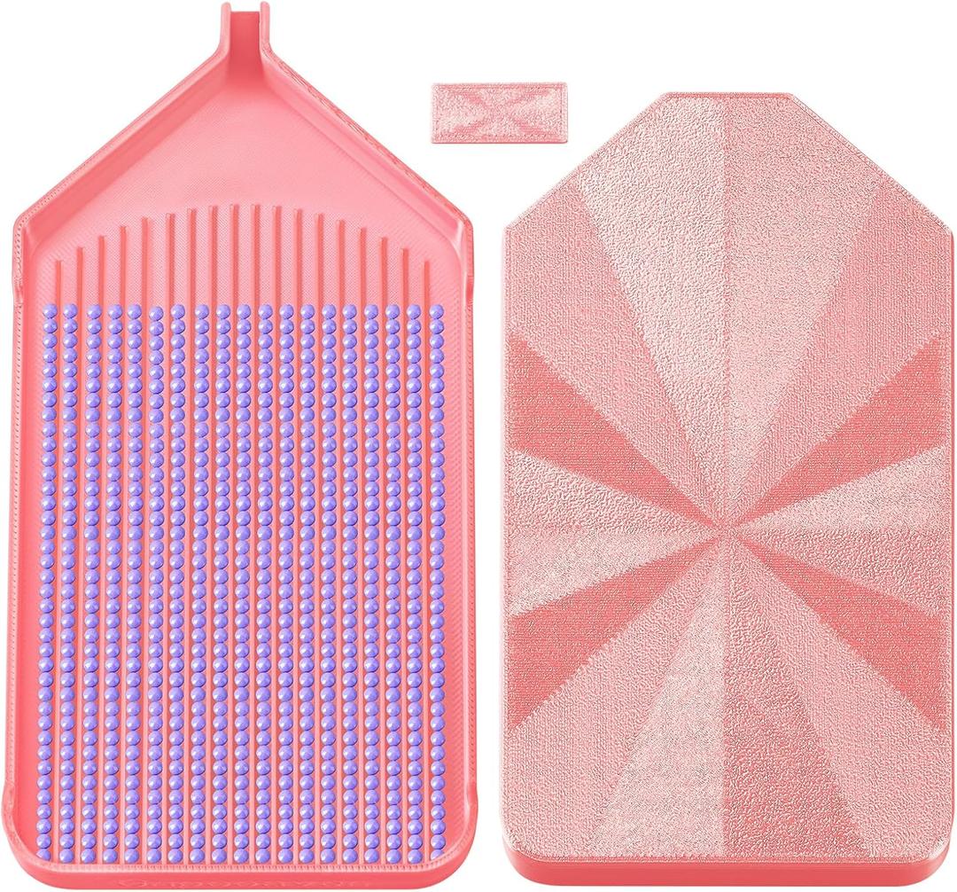 Upgraded Diamond Painting Trays with Lids, Dual Storage Tray & Lid Design, Diamond Art Accessories and Tools, Easy Pour Bead Tray for 5D Diamond Painting Kits (Pink)