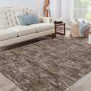 Bedroom Area Rug 4x6 Modern Abstract Area Rug Stain Resistant Small Living Room Rug Contemporary Dining Room Rug Non-Slip Solid Rug Aesthetic Accent Floor Carpet for Kitchen Office, Brown
