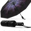 Windproof Travel Umbrella - Compact & Withstands Winds up to 85MPH, Strongest Premium Auto Folding Umbrella for Rain and Sun - Durable, Light & Portable for Women & Men, Fits Backpack & Cars