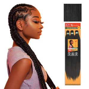 Sensationnel X-pression prestretched braiding hair - 3x braid 58 inch all kanekalon flame retardant synthetic braid for box braids and twists (5 pack, 1B OFFBLACK)