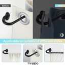 TVWOO Black Wrap Around Curtain Rods:5/8" Small Blackout Adjustable Window Curtain Rod for Bedroom Kitchen Apartment Renter Friendly,Room Darkening Curved Drapery Rods Easy Install,Matte Black 28-60"