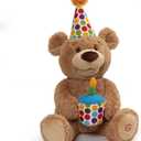 GUND Happy Birthday Teddy Bear Bear Animated Plush Toy, Glow-in-The-Dark Singing Stuffed Animal, Brown, 10