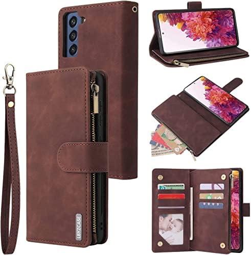 LBYZCASE Phone Case for Galaxy S20 FE 5G(2020),Samsung S20 FE Wallet Case,Luxury Folio Flip Leather Cover[Zipper Pocket][Wrist Strap][Kickstand ] for Samsung Galaxy S20 FE 5G(Fan Edition)-Coffee