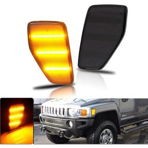 For 2006 2007 2008 2009 2010 HUMMER H3 Front Fender Side Marker Light Smoked Lens Amber LED Sidemarker Lamp