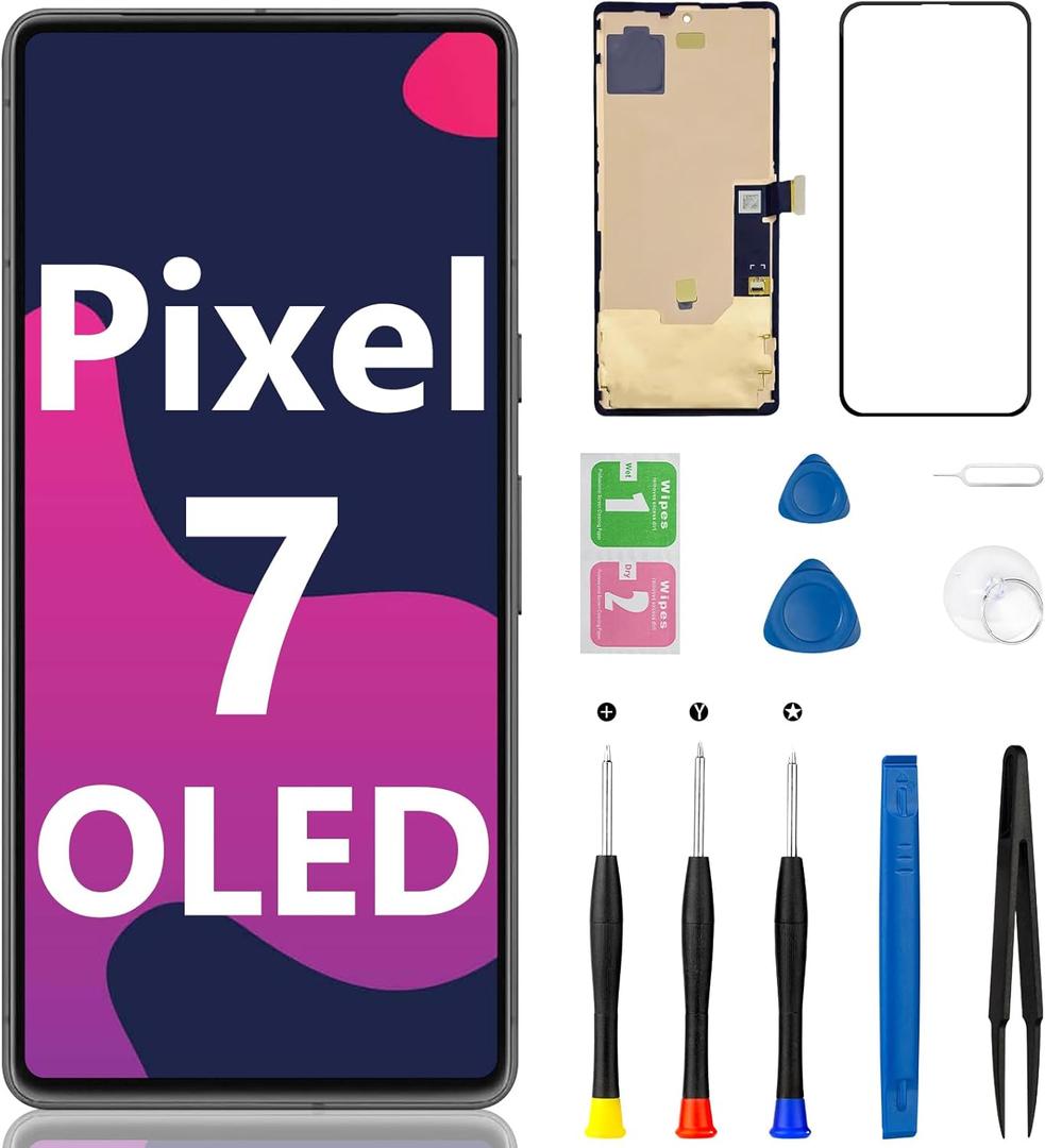 OLED for Google Pixel 7 Screen Replacement LCD Touch Frame Display Digitizer with Repair Tool Kit Assembly for GVU6C GQML3 6.3 inch (Support Fingerprint)