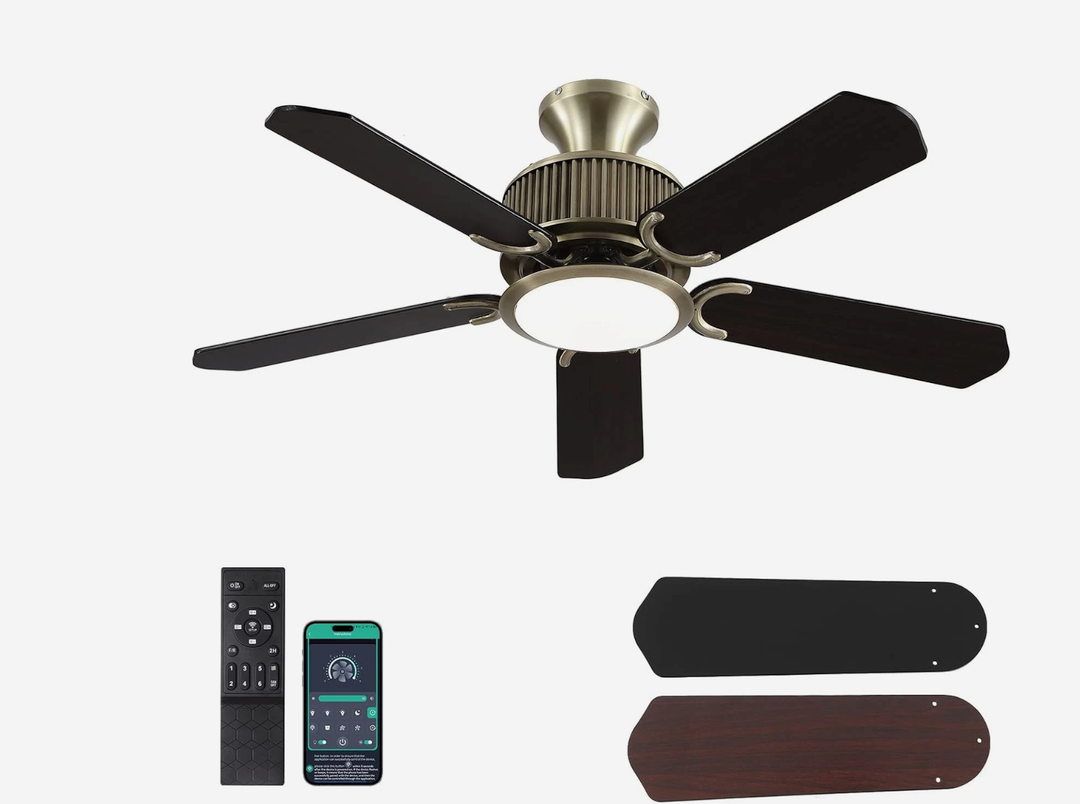 44 Inch Low Profile Ceiling Fans with Lights and App&Remote Control,Farmhouse Fl