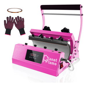 PlanetFlame Tumbler Heat Press Machine Tumbler Mug Press for 30oz 20oz 16oz Sublimation Straight Skinny Tumblers Glass Jar Cans & 11-15oz Mugs, DIY Cup Heat Press Transfer Print, Hot Pink