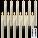 Homemory 12 Pcs Plastic Flameless Taper Candles with Remote Timer Dimmer, Ivory Led Candlesticks with Flickering Flame Light, Lifelike Taper Candles Battery Operated for Indoor Decoration 9.6 Inches