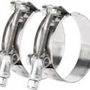 ISPINNER 2 Pack 4.5 Inch Stainless Steel T-Bolt Hose Clamps, Clamp Range 121-129mm for 4.5" Hose ID, Pack of 2