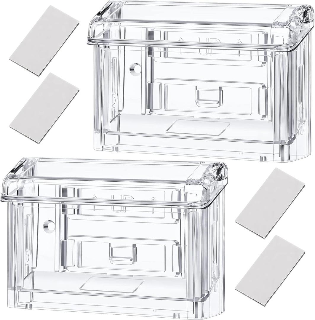 Vicenpal Outdoor Business Card Holder Clear Wall Mount Acrylic Business Card Box Included Peel and Stick for Office Store Trucks Wall Outdoor 4.25 x 1.46 x 2.87 inch(2 Pieces)