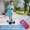 24V Electric Scooter for Kids w/150W Powerful Motor, Thumb Throttle, LCD Screen, Bluetooth, Light-Up Stem Deck & Wheels, 3 Adjustable Heights, 5MPH Safe Speed, 3 Wheel Electric Scooter for Kids