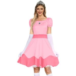 For G and PL Women's Pink Princess Costume Puff Sleeve Off Should Dress, XL