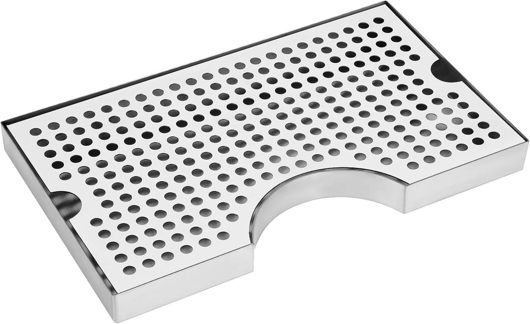 Beer Drip Tray, Beer Tap Drip Tray, Beer Keg Drip Tray, Easy to Clean Highly Polished Surface Drip Tray, Beer Tap Drip Tray with Non Slip Rubber pad 11.96 x 7.05 x 1.02 inches