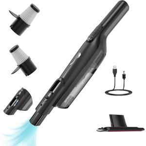 Cordless Handheld Vacuum, Lightweight Portable Hand Vacuum Cleaner with LED Light,Rechargeable Hand Held Vacuum with One-Touch Empty, Powerful Suction for Office,Home,Black
