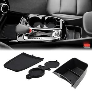 Auovo Center Console Tray Storage Box & 3D Cup Holder Insert Coasters Compatible with Chevy Trax 2024 2025 Accessories Armrest Console Organizer Center Console Organizer Tray(Black Trim)