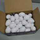 Max Fun 50 Pcs White Blank Easter Eggs Ornaments Bulk Decoration for Craft Hanging Plastic Artificial Eggs with Rope DIY Painting Decorating Basket Fillers Gift Easter Party Favors