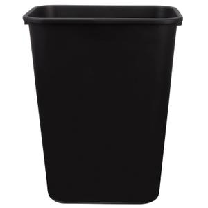 Amazon Basics Rectangular Plastic Office Wastebasket, Easy to Clean, 10 Gallon, Black, 2-Pack