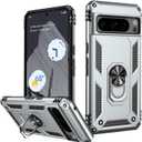 LUMARKE for Google Pixel 8 Pro Case with Screen Protector,Pass 16ft. Drop Tested Military Grade Protective Phone Cover with Magnetic Ring Kickstand Compatible with Car Mount Holder Silver