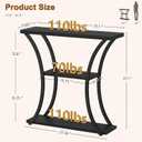 Hoctieon 3 Tier Console Table with Open Wood Shelves, Decorative Entryway Table with Curved Metal Frames, Narrow Sofa Table for Entrance, Living Room, Hallway, Black, 31.5" X 11.81" X 31.5"