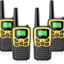 Walkie Talkies with 22 FRS Channels, MOICO Walkie Talkies for Adults with LED Flashlight VOX Scan LCD Display, Long Range Family Walkie Talkie for Hiking Camping Trip (Yellow, 4 Pack)