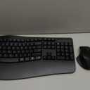 Wireless Keyboard and Mouse Combo, 2.4G Full Size Wave Keys Ergonomic Keyboard with Wrist Rest and 3-Level DPI Adjustable Wireless Ergonomic Mouse for Windows, Mac OS Desktop/Laptop/PC(Black)