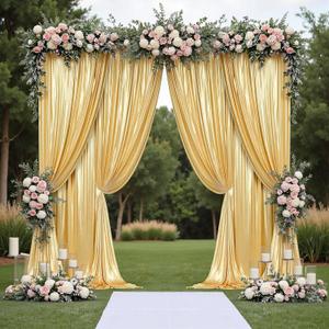 20x10FT Gold Sequin Backdrop Curtain - 4 Panels 5ft(W) x 10ft(H) Wrinkle Free Shimmer Back Drop Cloth, Glitter Backdrop Drapes for Photography, Birthday, Wedding, Graduation Background