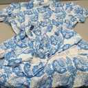 GRACE KARIN Women's 2025 Summer Floral Flowy Dresses Boho Tie Belt Short Puff Sleeve A Line Maxi Shirt Dress with Pocket, S