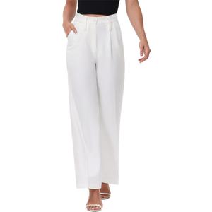 Women Wrinkle-Free Flowy Office Dress Pants Slacks Breathable Workout Casual Wide Leg Stretchy High Waist Business Trousers, XLarge