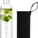 Clear Glass Water Bottles With Time Marker Non-slip Sleeve And Lid, Reusable Glass Drinking Bottles,Drink Water Bottle 17 Oz,Suitable For Drinks, Juices, Sodas,As Gifts (500ml)