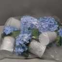 Flower Table Centerpieces - Set of 6 Floral Arrangement Artificial Wedding Hydrangeas Floral Arrangement with Rustic Metal Vase for Bridal Tea Party Event Decorations - Pastel Blue