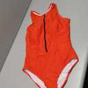 Tempt Me Women Athletic One Piece Swimsuit Zipper High Neck Bathing Suit Racerback Swimwear (Large, Red)