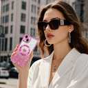 Fiyart Designed for iPhone 15 Case,Compatible with MagSafe Love Hearts Plating Soft Slim TPU Sparkle Rhinestone Glitter Shockproof Phone Bumper for Women Girls 6.1"-Hot Pink