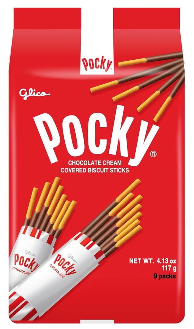 Pocky Chocolate Biscuit Sticks Family Pack Chocolate-Covered Crunchy Snack, Mess-Free and Perfect for Sharing - 9 Individual Packs (4.13oz Each) (EXP 07/30/26)