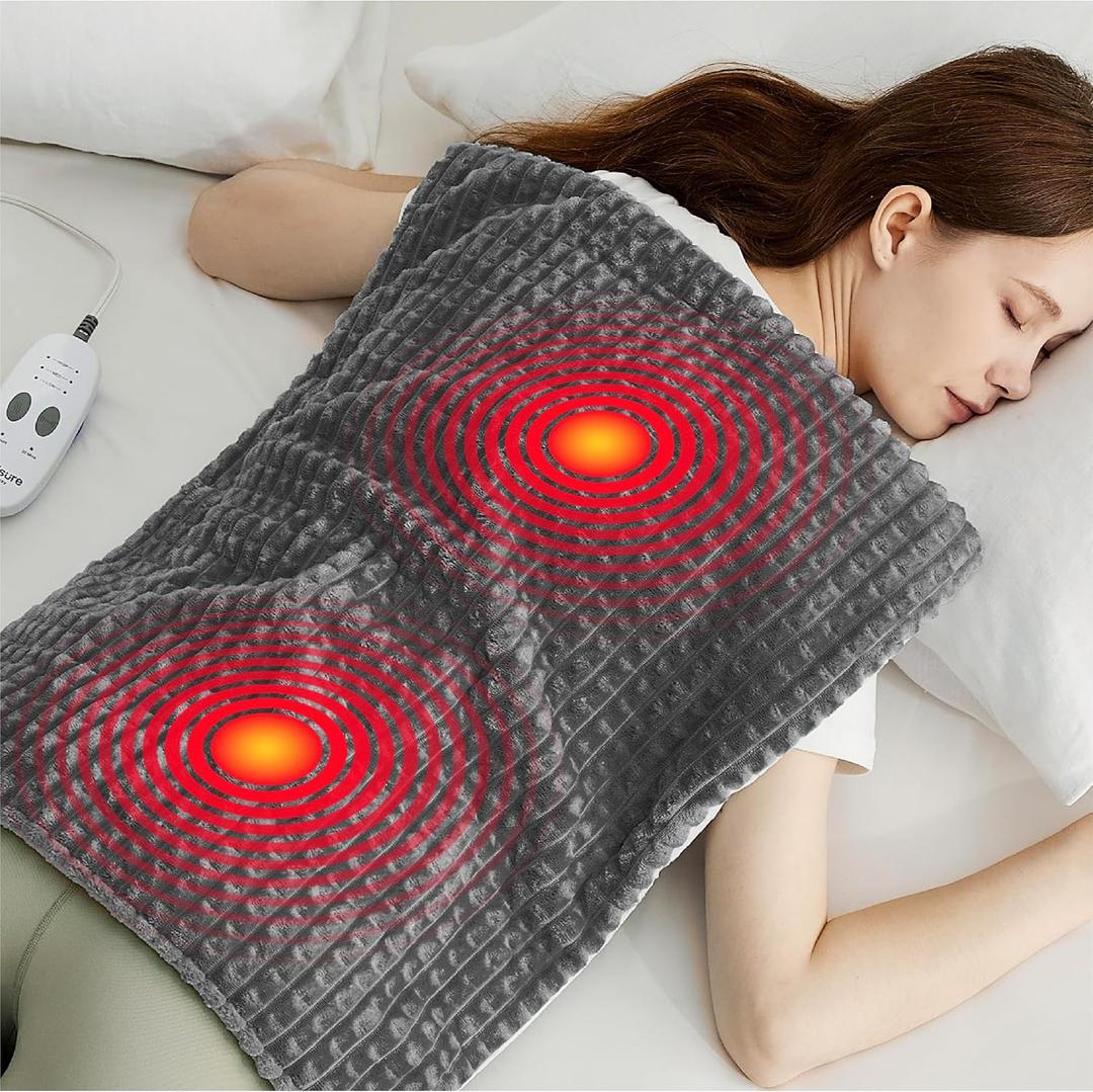 Bedsure Back Heating Pad for Neck and Shoulders, Weighted Heated Pad with Vibration, FSA Eligible Items, Birthday Gifts for Women Men Mom Men, Auto Shut Off, 6.3lbs 20" x 24" Dark Grey