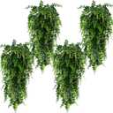 Toprooms 4pcs Artificial Hanging Plants Fake Hanging Plant Fake Plants Faux Fern Ivy Vines Outdoor UV Resistant Plastic Hanging Plants Artificial Decor (Ferns)