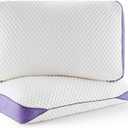 HOMELAB Adjustable Shredded Memory Foam Pillows Queen Size, Cooling Bed Pillows for Sleeping with Removable Cover, Medium Pillows for Side Stomach & Back Sleepers, 2 Packs 20"x28" (White)