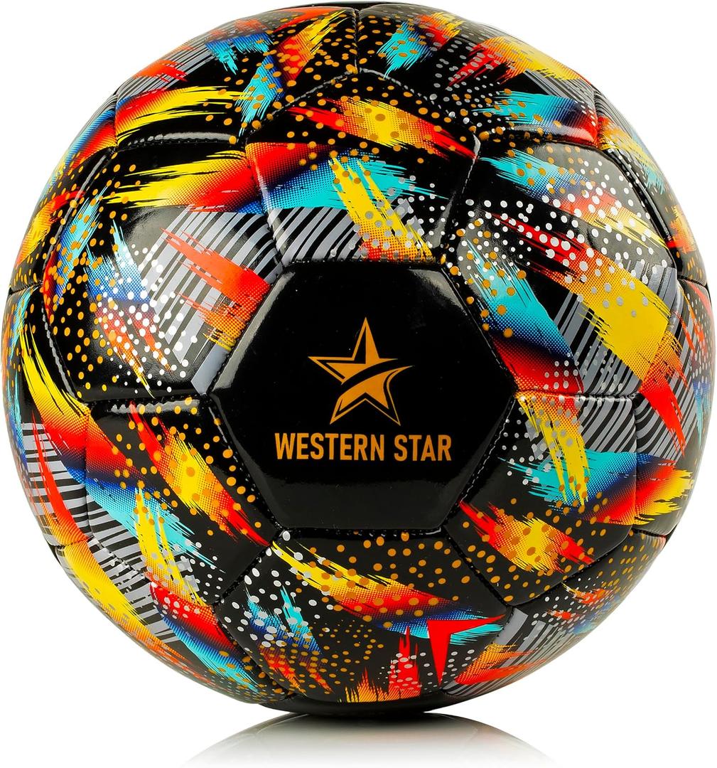 Western Star Soccer Ball Helix- Size 3 4 5 - Official Match Grade Soccer Balls - Attractive and Durable Design (GyroScope)