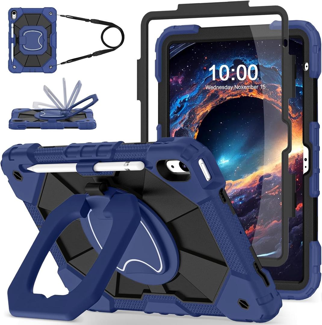 WESOROL Case for iPad (A16) 11th Generation 11 Inch (2025),iPad 10th Generation 10.9 Inch (2022),Full-Body Drop Protection i Pad Case 10th Gen with Rotating Stand Screen Protector,Navy