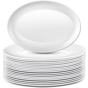 Dandat 36 Pcs Large Serving Platters Oval Trays White Plates Serving Dish for Wedding Party Restaurant Home Steak, Taco, Sushi, Appetizer, Cake (12 Inch)