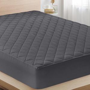 Utopia Bedding Quilted Fitted Mattress Pad, King Size, Elastic Fitted Mattress Topper Protector and Cover Stretches up to 16 Inches Deep, Machine Washable (Grey)