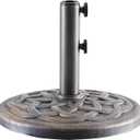 DUMOS 22LBS Heavy-Duty Outdoor Umbrella Base, Weather-Resistant Resin Patio Umbrella Stand, Rust-Proof Coated Umbrella Holder for Garden/Pool/Backyard, 2 Securing Knobs, 2 Pole Adapters, Bronze