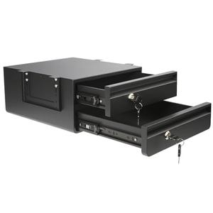 14.17" D Double Under Desk Drawer,Under Desk Pull out Storage Organizer with Lock and Keys,Adjustable Height, Metal Storage Drawer with Slide Extension Mounted Under Flat Wooden Table or Workbench
