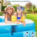 Large Inflatable Swimming Pool - GISAEV 145" x 74" x 22" Oversized Family Blow Up Pool for Adults & Kids, Sturdy Thickened Backyard Kiddie Pool, Easy Setup & Portable (145 Pale)