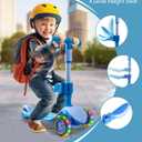 2-in-1 Adjustable Kick Scooter for Kids 3-5 (Suitable 3-12 Years),5-Level Handlebar & Removable Seat, LED Light-Up Wheels, Wide Deck, Foldable Design for Indoor/Outdoor Use - Girls & Boys