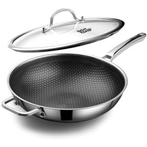 Amazon.com: DOTCLAD Wok pan,Hybrid 12 inch Wok with Lid, PFOA Free Cookware,non stick Stainless Steel Woks & Stir-fry pans Nonstick, Dishwasher and Oven Safe, Works on Induction: Home & Kitchen