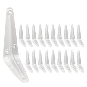 Shelf Brackets 4 Inch, 20 Pack White Metal Small Heavy Duty L Adjustable Floating Shelves Bracket, 4 x 3 Inch Farmhouse Shelf Angle Bracket for Wall with Screws