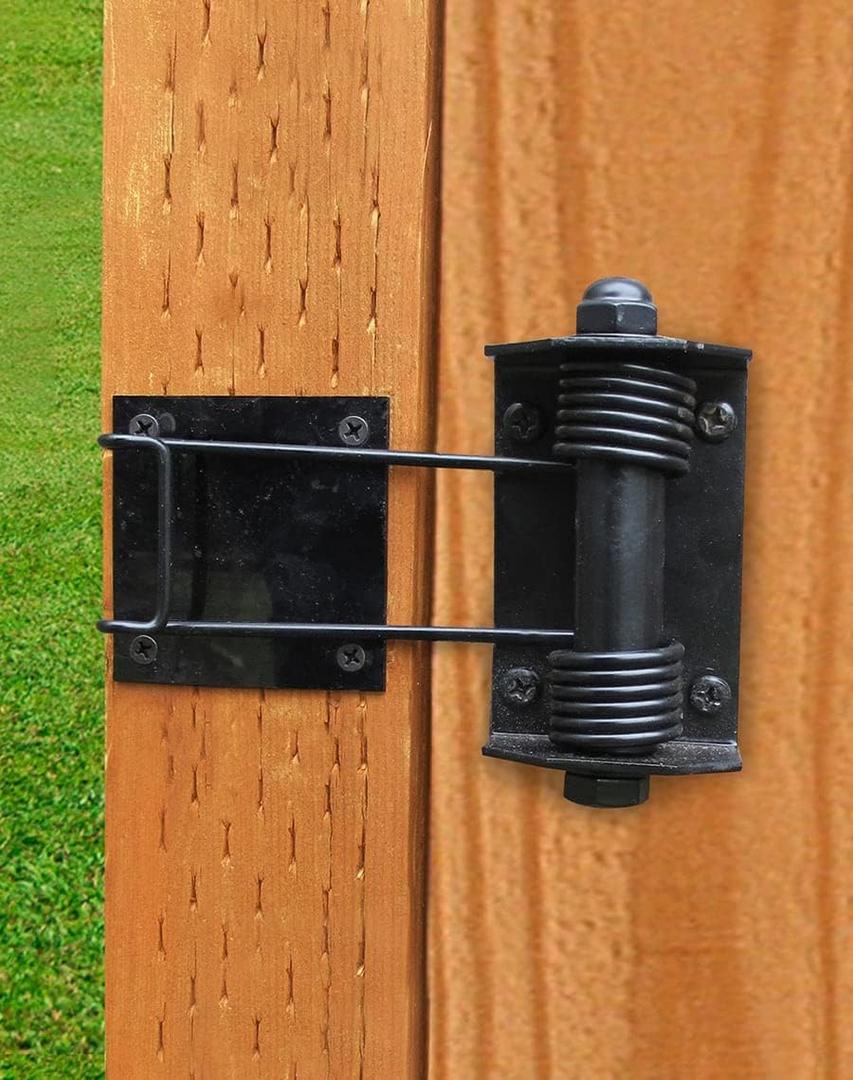 Heavy Duty Flat Gate Closer, Powder Coated, Self Closing Adjustable Gate Closer for Wood and Vinyl Gates, Works Great for Yard, Pool and Dog Gates, Outdoor Gate Spring  Made in USA