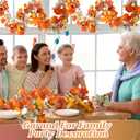 Hotop 2 Pack 6 ft Thanksgiving Maple Leaf Garland for Autumn Decoration, Artificial Harvest Garland with Maple Leaves, Rose and Pumpkin, for Wedding Party Dinner Indoor Outdoor Fireplace